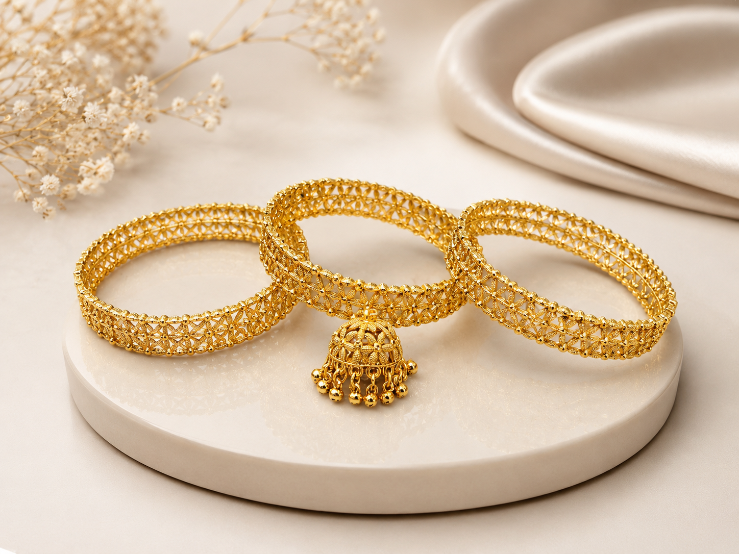 Gold-Plated Jhumka Charm Karra Set