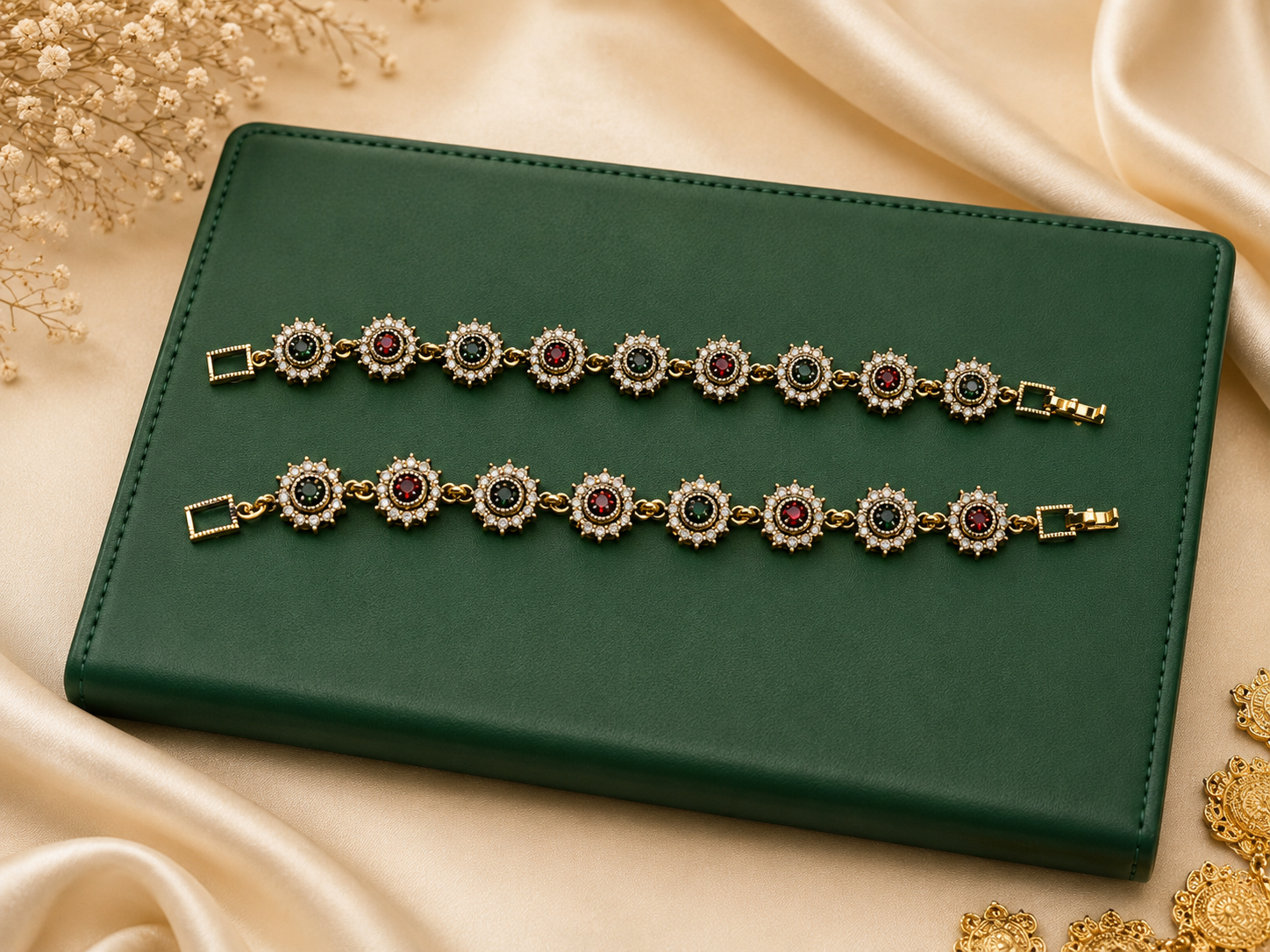 Indian Red & Green Stone Bracelet
