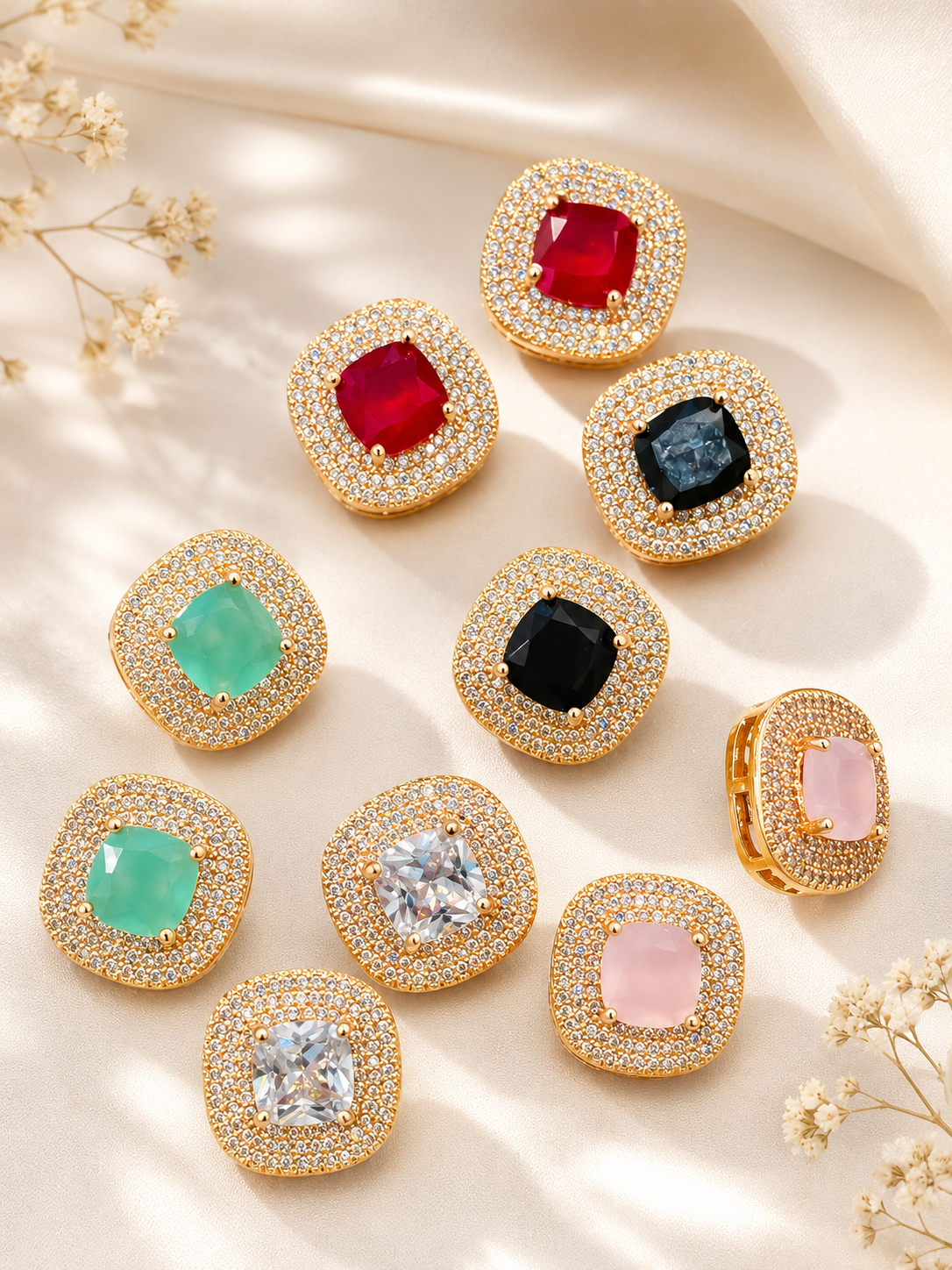Cut Crystal Halo Stud Earrings