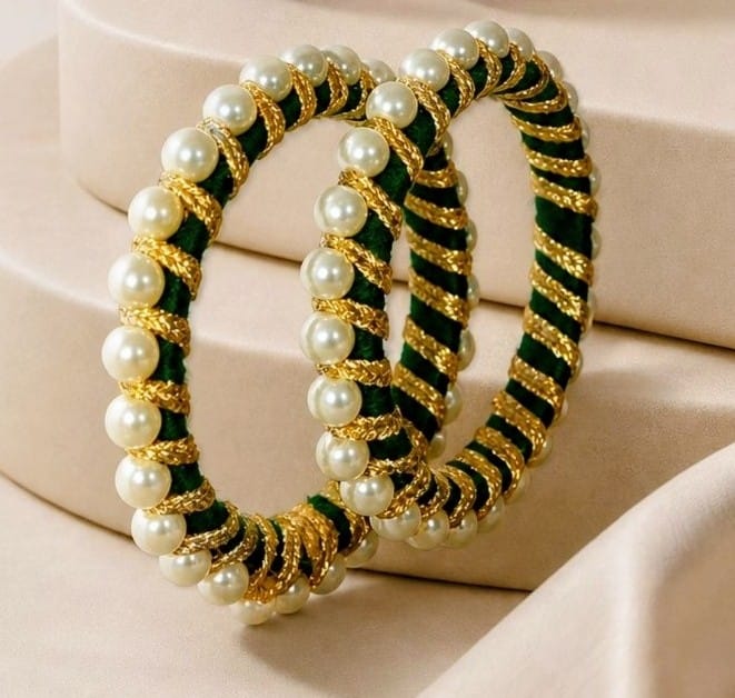 Customized Handmade Beaded Bangles – Pair