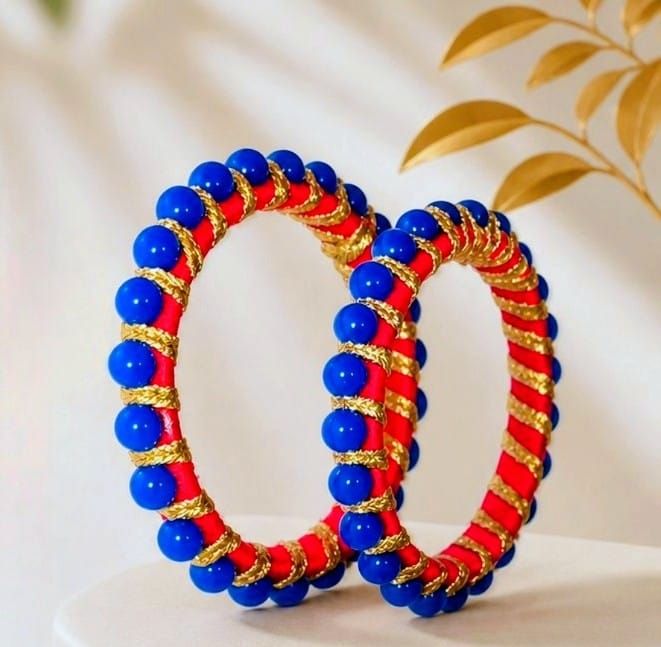 Customized Handmade Beaded Bangles – Pair
