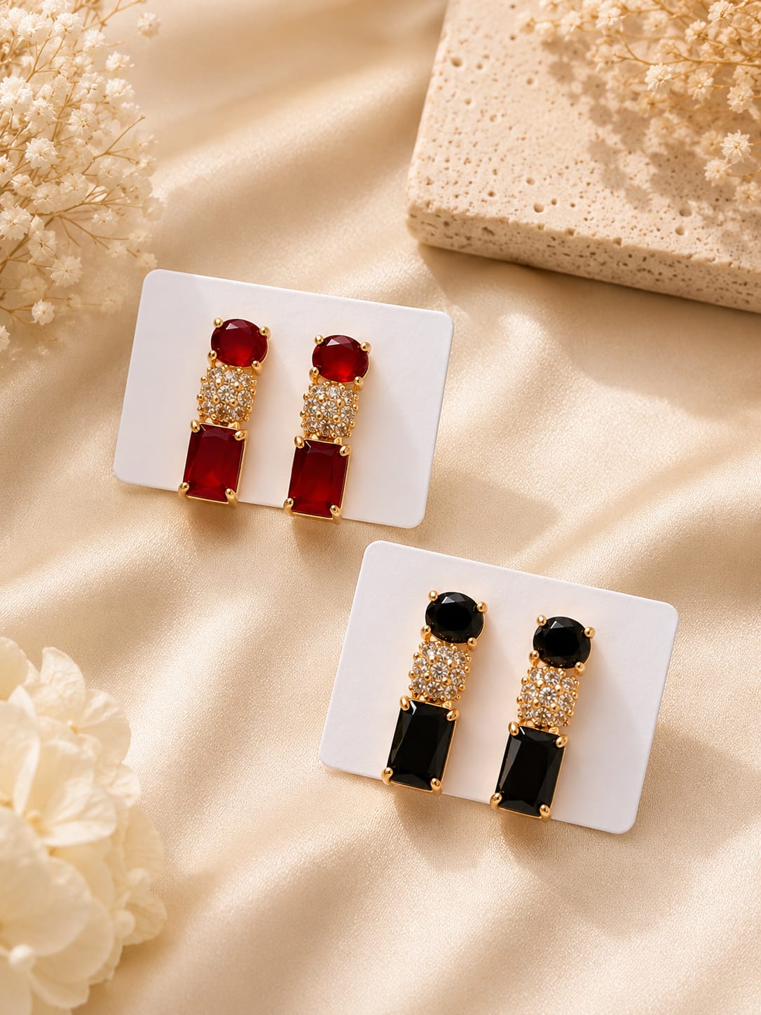 Rectangular Crystal Drop Earrings