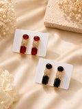 Rectangular Crystal Drop Earrings