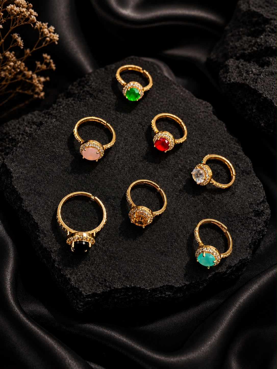 Adjustable Crystal Halo Ring